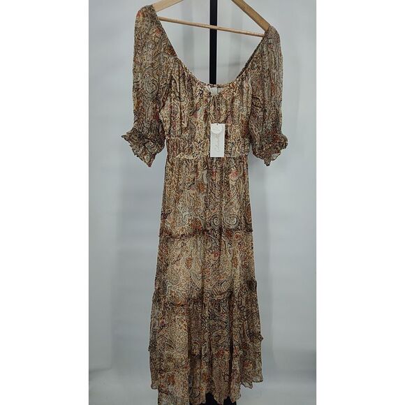 Cleobella Women Arabella Ankle Dress Basic Sleeved Brown M - Picture 2 of 3